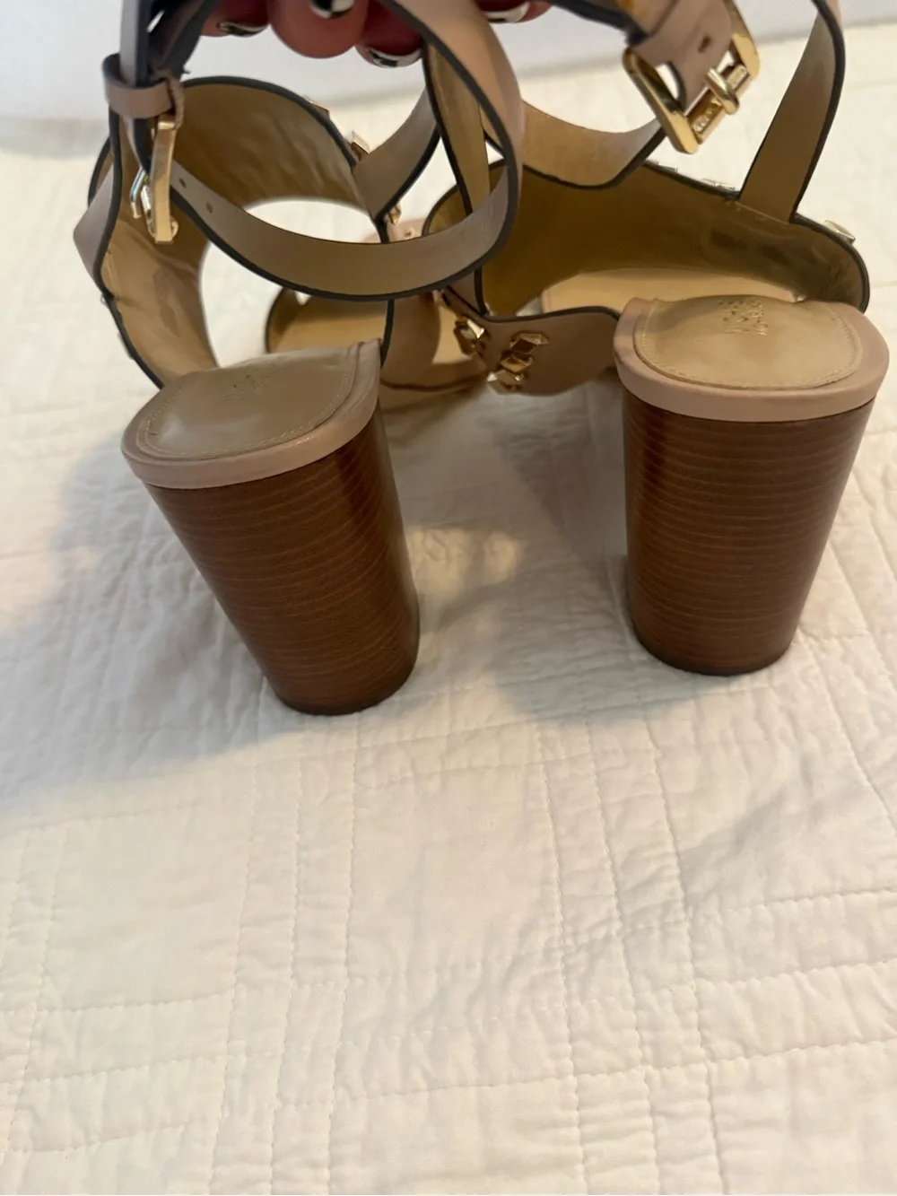 Michael Kors Nude Pink Leather Studded Slingback Sandals